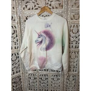 Vintage 80s Pegasus Unicorn Graphic SWEATSHIRT Horse USA Rare Pink Fantasy L